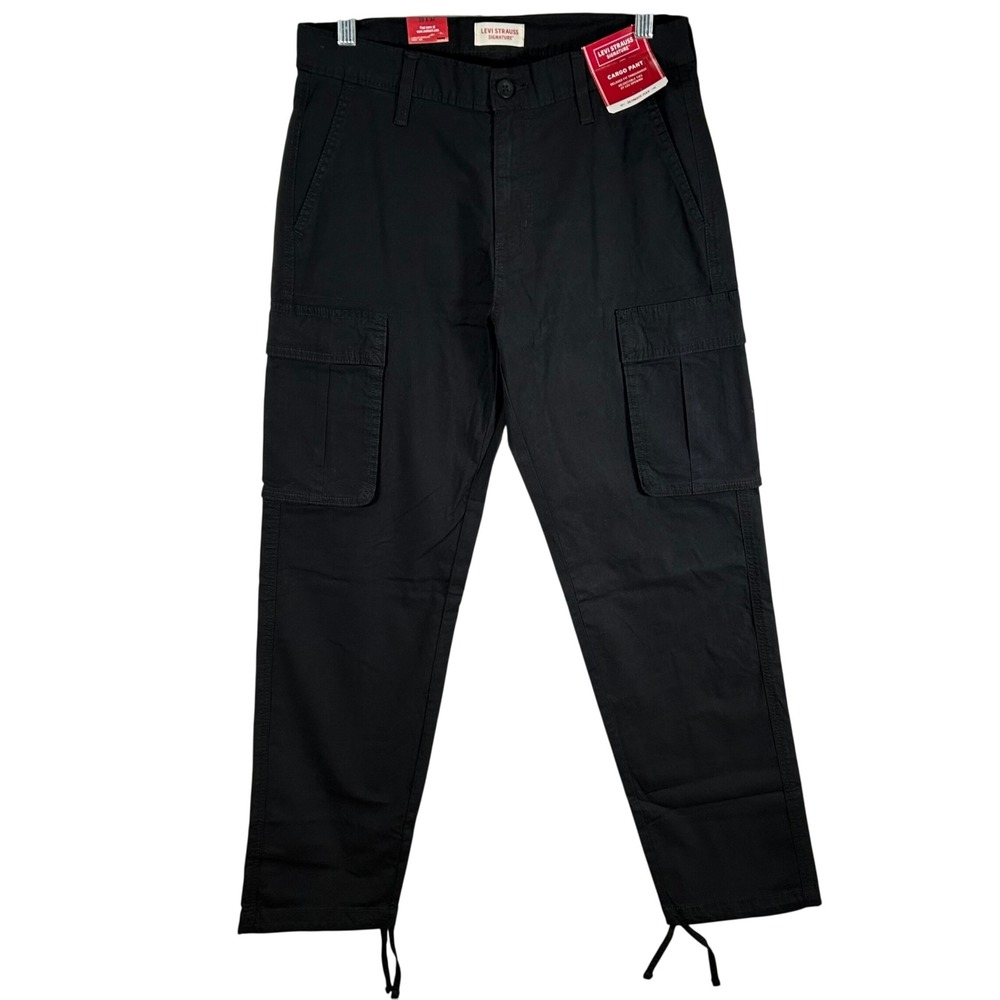 Levi Strauss Signature Mens Relaxed Fit Cargo Pants‎ Black 30x32 New